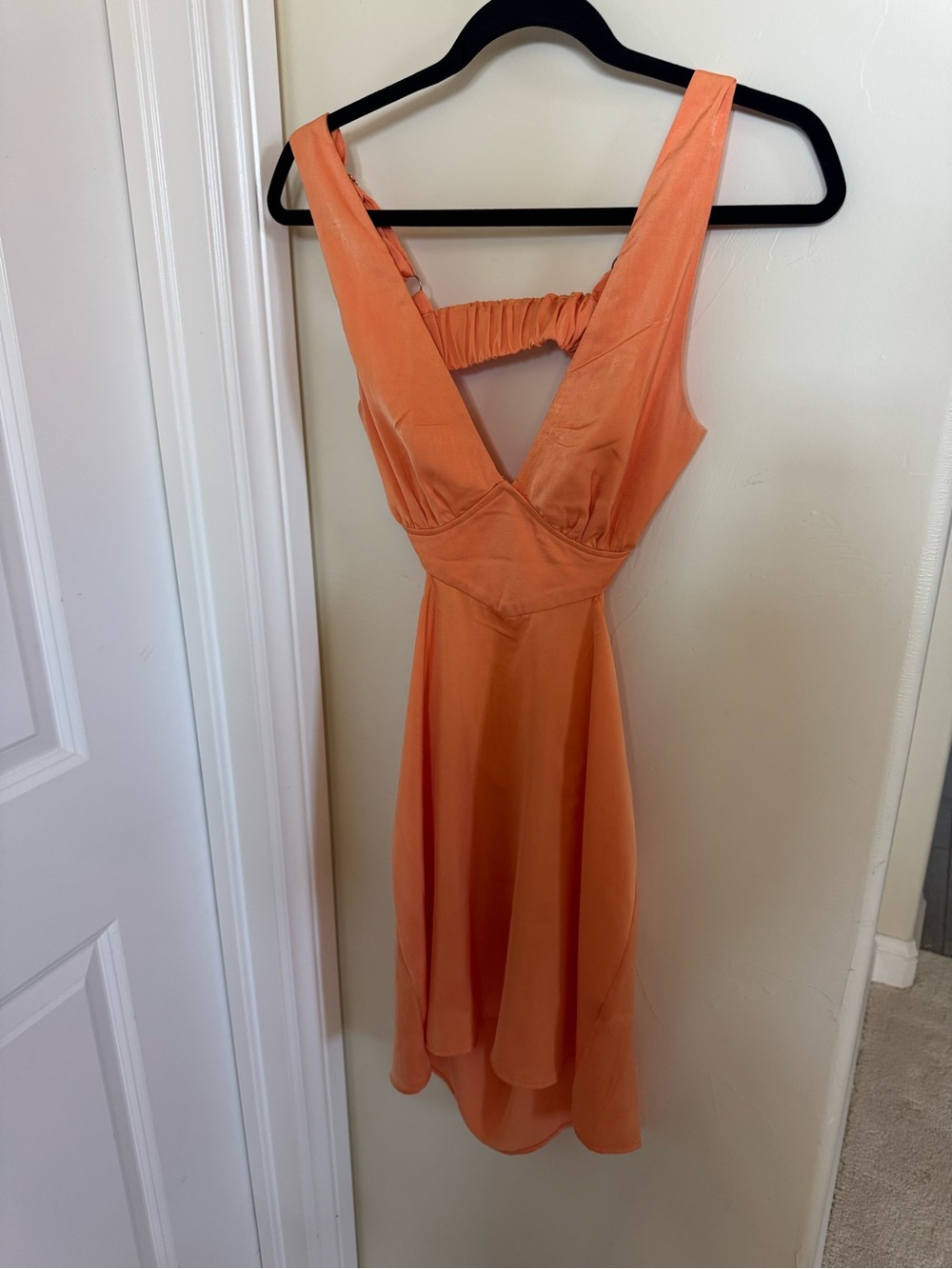 Beginning Boutique Orange Cutout Mini Dress Size 8 Adjustable Straps